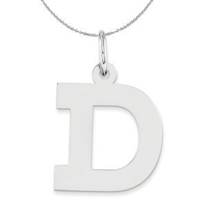 Silver Amanda Collection Medium Block Style Initial D Necklace - 20 In